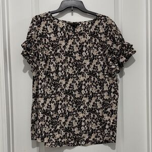 Lane Bryant Animal Print Ruffle Sleeve Blouse size 16